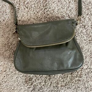 Cool Green-Gray Leather Crossbody Bag